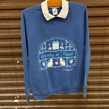 Vintage 80s 90s Jerzees Country at Heart Indiana Collared Sweatshirt Cats Hearts picture