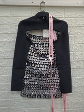 New Bella Barnett 2 Pc Diamante Sequin Dress High Neck Bandage Long Sleeve Sz M picture