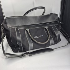 Marquis Jet Netjets Private Jet Duffle Canvas Black Bag w/ Leather Handles picture
