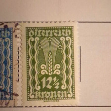Austria 12 1/2 Groschen Green/White Wheat Design Used Postage Stamp picture