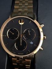 Movado Museum Classic Chronograph 0607810 Black Dial Gold PVD 42mm Men's Watch picture