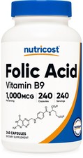 Nutricost Folic Acid (Vitamin B9) 1000 mcg, 240 Capsules - Gluten Free & Non-GMO picture