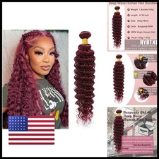 Hydtxc Single Hair Bundle Deep Wave 24 Inch Burgundy 99J Brazilian Virgin Hair picture