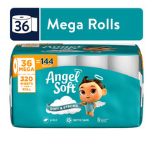 Angel Soft 2-Ply Toilet Paper 36 Mega Rolls 320 Sheets Per Roll Soft Bath Tissue picture