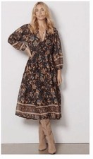 Sundry for Evereve Felicity Black Golden Floral Midi Dress Size 2 picture
