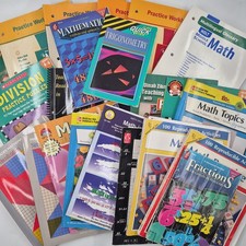 Large Lot Teacher Homeschool Math Books Workbooks Key All Grades Practice Study  picture