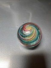 Antique Latticinio Core Ribbon Swirl German Hand Made Marble Shooter 1.5