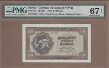 Serbia 20 Dinara 1941 Pick # 25 PMG EPQ Superb GEM picture