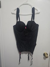 Torrid Betsey Johnson BLACK BOW LACE BUSTIER SZ. 1 -- sexy picture