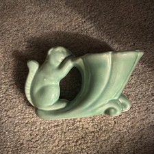 Vintage 1940s McCoy Squirrel Planter Green Sage Lime Cornucopia Pottery picture