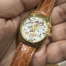 VTG 1994 Taz Mens Armitron Musical Watch Looney Tunes Leather 33mm 802/104 picture