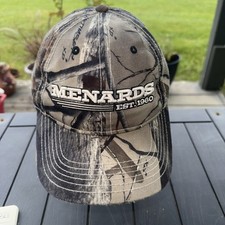 Menards Est 1960 Camouflage w white black hat Cap Hook Loop EUC picture
