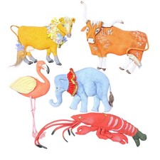 Vintage Gladys Boalt Rare Animal Ornaments Lot of 5 Handmade Artist Signed picture