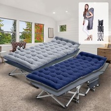 NAIZEA 2 Packs Folding Camping Cots with Mattress & Carry Bag 75