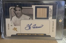 Yogi Berra 2004 Fleer Genuine OF The Times #8 Game Used Bat & Auto Mem 31/50 picture