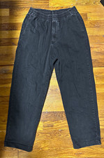 UNIQLO Men’s Black Denim Pants Size S Regular Tapered Elastic Waist Stretch picture