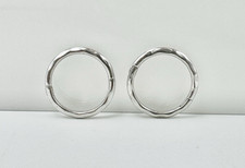 Solid 9ct White Gold 10mm Hoop Fancy Sleeper Hinged Earring New Pair picture