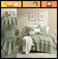 Boho Sage Green Twin Quilt Set - Lightweight Floral Bedspread & Pillow Sham, 2PC picture