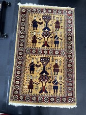 Handwoven Baluchi Pictorial Rug 60.5”x 37” Rare Excellent Condition picture