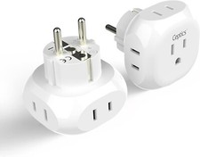 Ceptics European Travel Adapter Germany France USA to Type E/F 2 Pack picture