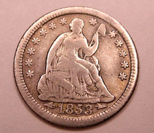 1853-O Seated Liberty Quarter Dollar in VG-Fine Condition picture