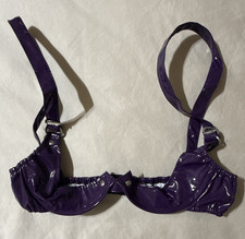Honour Clothing Purple Shiny Underwired Bra Hook & Eye Adjustable Straps 12 PVC picture