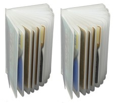 WALLET INSERT SET OF 2 Clear & Plastic 12 PAGES CARD PICTURE HOLDER TRIFOLD picture