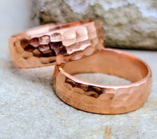 Solid Copper Adjustable Minimalist Healing Ring, Handmade, Unisex, Hammer Band picture