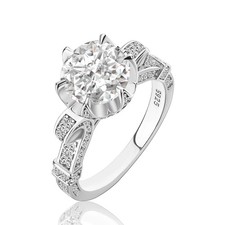 Rodiffy Moissanite 2.0Ct Round Cut Twist Sterling Silver White Gold Plated picture