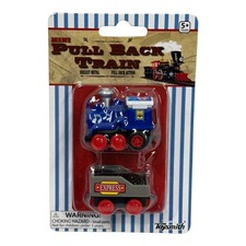Toysmith Mini Pull Back Train Set #7859 Diecast Blue Engine Express Car Sealed picture