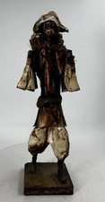 Vintage Mexican Folk Art Papier Mache Farmer Man Basket 12” Figurine picture