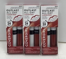 3X COVERGIRL OUTLAST ALL-DAY LIP COLOR #840 SIGNATURE SCARLET 0.06 OZ EACH picture