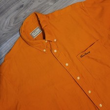 Vintage Thomas Burberry Shirt Mens Medium Orange Corduroy Button Down USA Made  picture