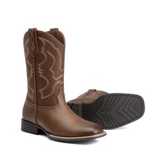 Bruno Marc Men's Cowboy Boots Mid Calf Western Pull On Dress Boots Square Toe picture