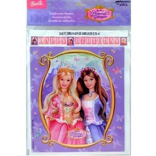 Barbie Princess & The Pauper Happy Birthday Banner Party Decorations New 8.42 Ft picture