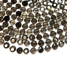 Gorgeous 10mm Faceted Smokey Quartz Coin gemstone beads picture