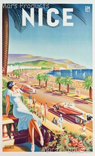 1935 Nice France Beach Vintage Style French Travel Poster 16x24 picture