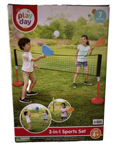(NEW)  Play Day Kids 3 In 1 Sports Set - Pickleball, Volleyball & Swing Ball 4+ picture