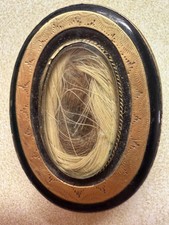 Late 1800s Early 1900s Victorian Mourning Hair Brooch Pin Antique Gold & Black picture