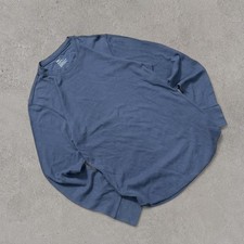 Gap Mens Blue Waffle Knit Long Sleeve Thermal Shirt Curved Hem Medium picture