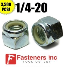 (Qty 3500) 1/4-20 Nylon Insert Lock Nuts Nylock Zinc Plated Bulk Box picture
