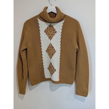Vintage 80's Gian Garrino Paris Geometric Turtleneck Sweater Cottagecore Retro picture