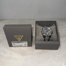 GUESS Women's U1156L1 Silver-Tone Crystal Multifunction Bracelet Watch 40mm picture