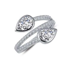 *BRAND NEW* Sterling Silver Platinum-Bonded w/ 1.81CTW Two-Stone Bypass Ring picture