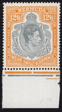 Bermuda 1944 KGVI SG 120c 12/6 Grey & Pale Orange Stamp Ordinary Paper  P14 MNH picture