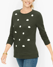 T by TALBOTS Plus Green Fleece Sweatshirt PULLOVER Top Embroidered Sheep 2X picture