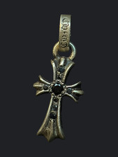 Authentic Chrome Hearts Factory Set Pavé Black Diamond Baby Fat Cross Pendant picture