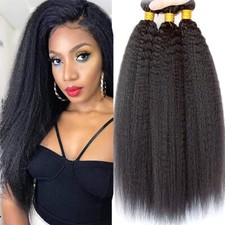 Brazilian Kinky Yaki Straight Wave Human Hair Extensions Bundle Hair Weave Weft picture