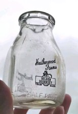 Heatherwood Farms Half Pint Milk Bottle Golden Guernsey Trade Mark Lansing MI picture