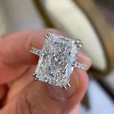 5.00 Ct F VS1 Lab Grown Diamond Radiant Cut Solitaire Ring 925 Silver picture